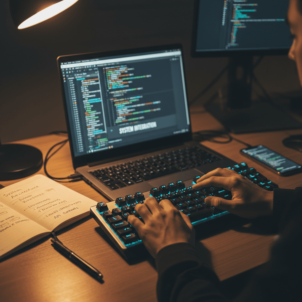 Close-up of implementation manual pages showing escalation logic and code examples