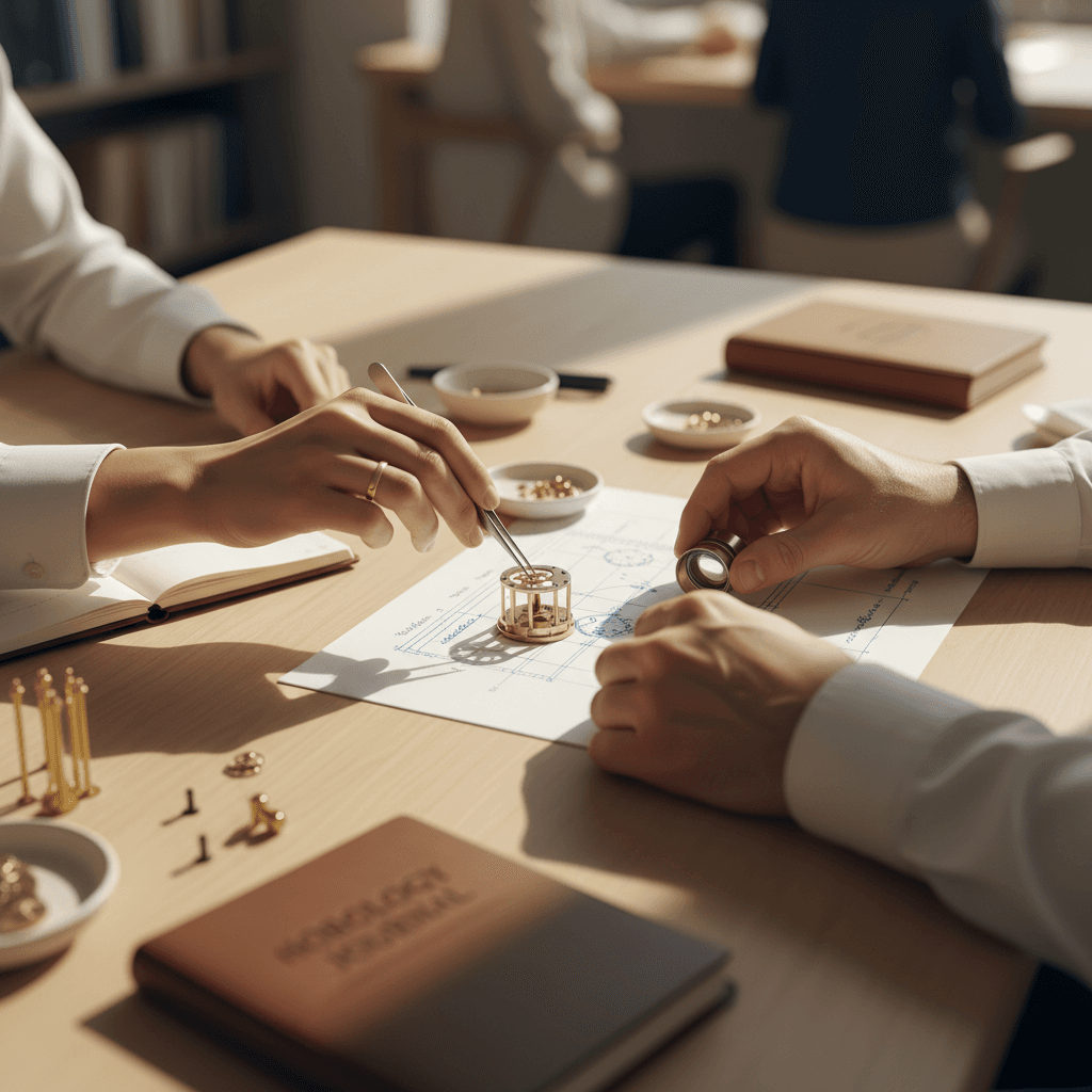 Hands holding open implementation manual with strategic content